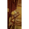 2G Pure Kanjivaram Silk Saree Rust Brown with Traditional Gold Zari Pallakku Border | Prahla Silks