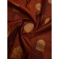2G Pure Kanjivaram Silk Saree Rust Brown with Traditional Gold Zari Pallakku Border | Prahla Silks
