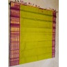 2G Pure Kanjivaram Silk Saree Lime Yellow with Magenta Pink Zari Border | Prahla Silks