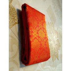 2G Pure Kanjivaram Silk Saree in Vibrant Chilli Red with Heavy Gold Zari | Prahla Silks