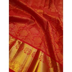 2G Pure Kanjivaram Silk Saree in Vibrant Chilli Red with Heavy Gold Zari | Prahla Silks