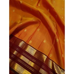 2G Pure Kanjivaram Silk Saree Mustard Yellow with Maroon Gold Zari Border | Traditional Wedding Pattu Saree | Prahla Silks