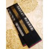 2G Pure Kanjivaram Silk Saree Jet Black with Dual Gold & Silver Zari | Prahla Silks