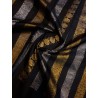 2G Pure Kanjivaram Silk Saree Jet Black with Dual Gold & Silver Zari | Prahla Silks