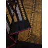 2G Pure Kanjivaram Silk Saree Jet Black with Dual Gold & Silver Zari | Prahla Silks