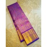 2G Pure Kanjivaram Silk Saree Royal Purple & Royal Blue with Traditional Gold Zari Border | Prahla Silks