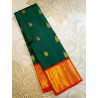 2G Pure Kanjivaram Silk Saree Dark Green with Red Gold Zari Border | Prahla Silks