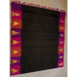 2G Pure Kanjivaram 8 Kol Silk Saree Black with Pink Temple Border | Traditional Pattu Saree | Prahla Silks