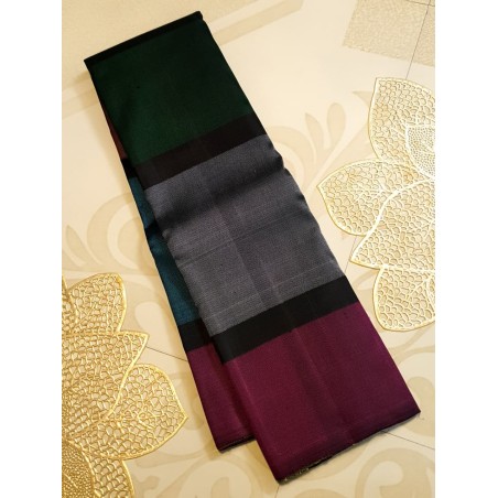 2G Pure Kanjivaram Silk Saree Multicolored Geometric Colour Block with Block Border | Prahla Silks