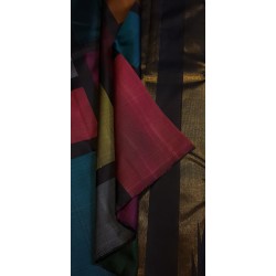2G Pure Kanjivaram Silk Saree Multicolored Geometric Colour Block with Block Border | Prahla Silks