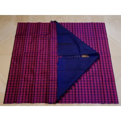 2G Pure Kanjivaram Silk Saree Rani Pink with Royal Blue Checks and Gold Zari | Prahla Silks