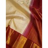 2G Pure Kanjivaram Silk Saree Off White with Chilli Red Peacock Gold Zari Border | Prahla Silks