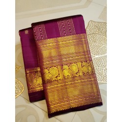 2G Pure Kanjivaram Silk Saree Royal Wine Purple with Rich Gold Zari Weaving | Prahla Silks