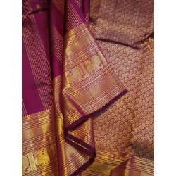 2G Pure Kanjivaram Silk Saree Royal Wine Purple with Rich Gold Zari Weaving | Prahla Silks
