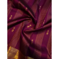 2G Pure Kanjivaram Silk Saree Royal Wine Purple with Rich Gold Zari Weaving | Prahla Silks