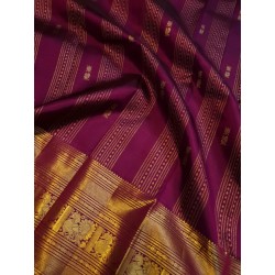 2G Pure Kanjivaram Silk Saree Royal Wine Purple with Rich Gold Zari Weaving | Prahla Silks