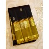 2G Pure Kanjivaram Silk Saree Black with Mustard Temple Border |Prahla Silks
