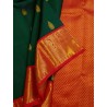 2G Pure Kanjivaram Silk Saree Dark Green with Red Gold Zari Border | Prahla Silks
