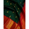 2G Pure Kanjivaram Silk Saree Dark Green with Red Gold Zari Border | Prahla Silks
