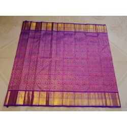 2G Pure Kanjivaram Silk Saree Royal Purple & Royal Blue with Traditional Gold Zari Border | Prahla Silks