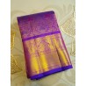 2G Pure Kanjivaram Silk Saree Royal Purple & Royal Blue with Traditional Gold Zari Border | Prahla Silks