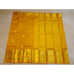 2G Pure Kanjivaram Silk Saree with Buttas and Grand Zari Border- Yellow | Prahla Silks