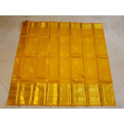 2G Pure Kanjivaram Silk Saree with Buttas and Grand Zari Border- Yellow | Prahla Silks