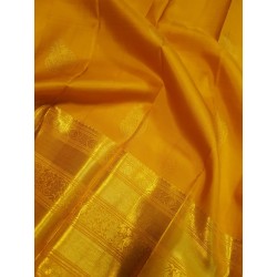 2G Pure Kanjivaram Silk Saree with Buttas and Grand Zari Border- Yellow | Prahla Silks