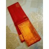 2G Pure Kanjivaram Silk Saree with Buttas and Grand Zari Border- Red, | Prahla Silks