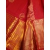 2G Pure Kanjivaram Silk Saree with Buttas and Grand Zari Border- Red, | Prahla Silks