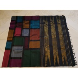 2G Pure Kanjivaram Silk Saree Multicolored Geometric Colour Block with Block Border | Prahla Silks