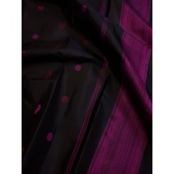 2G Pure Kanjivaram Silk Saree Black with Rani Pink Small Butta Design and Contrast Border | Prahla Silks