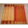 2G Pure Kanjivaram Silk Saree Peach Gold with Red Zari Border Traditional Wedding Saree | Prahla Silks