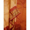 2G Pure Kanjivaram Silk Saree Peach Gold with Red Zari Border Traditional Wedding Saree | Prahla Silks