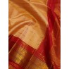 2G Pure Kanjivaram Silk Saree Peach Gold with Red Zari Border Traditional Wedding Saree | Prahla Silks