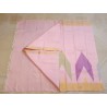 2G Pure Kanjivaram Silk Saree Baby Pink with Multicolor Chevron Geometric Design and Gold Zari Border | Prahla Silks