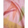 2G Pure Kanjivaram Silk Saree Baby Pink with Multicolor Chevron Geometric Design and Gold Zari Border | Prahla Silks