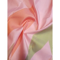 2G Pure Kanjivaram Silk Saree Baby Pink with Multicolor Chevron Geometric Design and Gold Zari Border | Prahla Silks