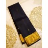 2G Pure Kanjivaram Silk Saree Black with Gold Zari Border & Small Butta | Traditional Kanchipuram Pattu Saree – Prahla Silks