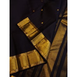 2G Pure Kanjivaram Silk Saree Black with Gold Zari Border & Small Butta | Traditional Kanchipuram Pattu Saree – Prahla Silks