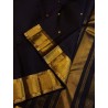2G Pure Kanjivaram Silk Saree Black with Gold Zari Border & Small Butta | Traditional Kanchipuram Pattu Saree – Prahla Silks