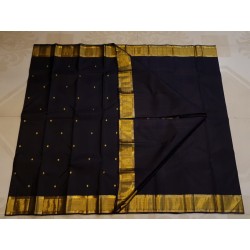 2G Pure Kanjivaram Silk Saree Black with Gold Zari Border & Small Butta | Traditional Kanchipuram Pattu Saree – Prahla Silks