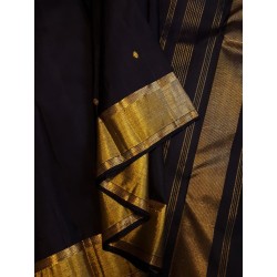 2G Pure Kanjivaram Silk Saree Black with Gold Zari Border & Small Butta | Traditional Kanchipuram Pattu Saree – Prahla Silks
