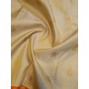 2G Pure Kanjivaram Silk Saree Off White with Mango Orange Zari Border & Annam Butta | Prahla Silks