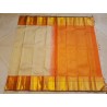 2G Pure Kanjivaram Silk Saree Off White with Mango Orange Zari Border & Annam Butta | Prahla Silks