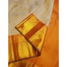 2G Pure Kanjivaram Silk Saree Off White with Mango Orange Zari Border & Annam Butta | Prahla Silks