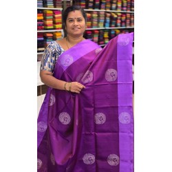 Pure Kanchi Soft Silk Sarees Lavender and purple