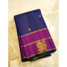 2G Pure Kanjivaram Silk Saree Royal Blue with Magenta Elephant & Peacock Zari Border | Prahla Silks