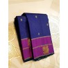 2G Pure Kanjivaram Silk Saree Royal Blue with Magenta Elephant & Peacock Zari Border | Prahla Silks