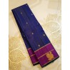 2G Pure Kanjivaram Silk Saree Royal Blue with Magenta Elephant & Peacock Zari Border | Prahla Silks
